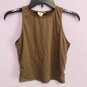 Brown Cropped Tank Top, XS, Live in the Moment